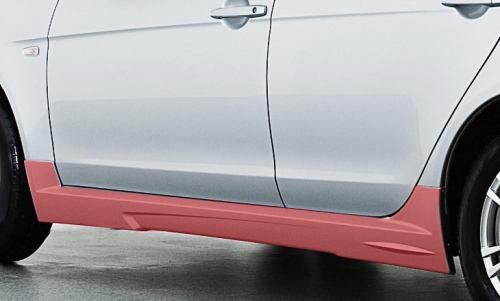 Пороги для Mitsubishi Lancer X стандарт Тюнинг Митсубиси Х, покраска установка, фото.