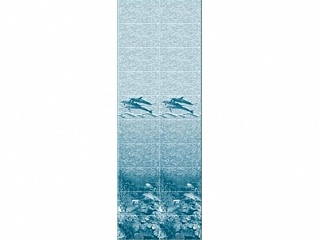 Панель ПВХ с фризом Дельфины синий