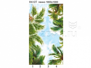Потолочная панель ПВХ Панда Небо Пальмы (рисунок 2)